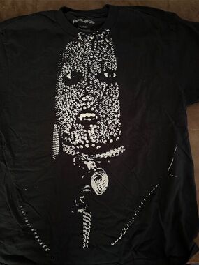 FA Black Graphic Tee with Silver Stud Face